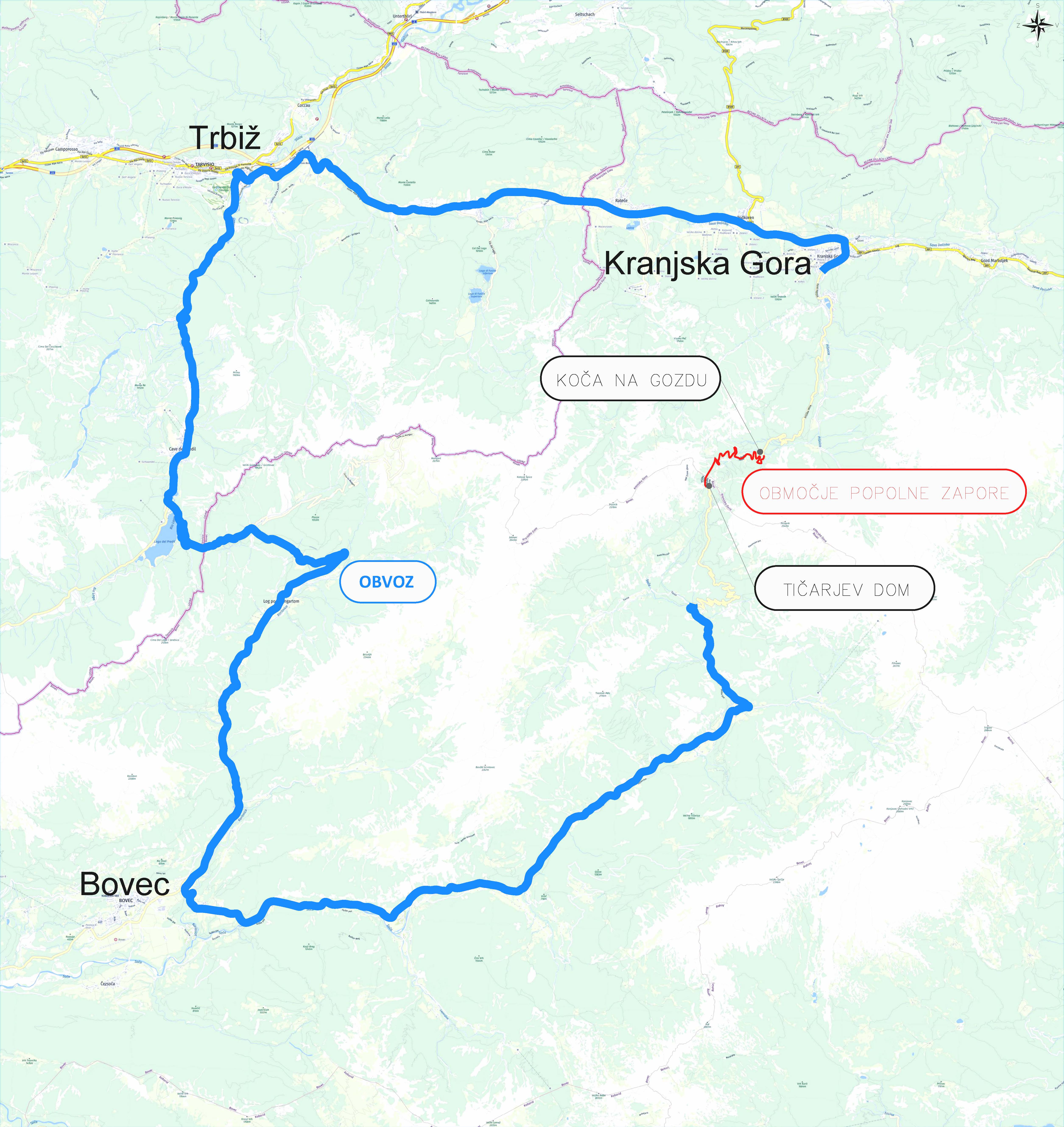 Skica obvoza - Zapora Vršič